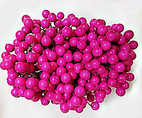 Калина декоративная лаковая 20 веток/40 ягод, цвет розовый