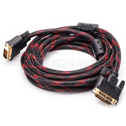 Кабель DVI - DVI dual link (24+1), 2 фериту (хороша якість) , в обплетенні, 10 м, фото 2