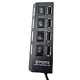 USB хаб 2.0 концентратор адаптер розгалужувач на 4 порти з перемикачами на кожен порт чорний живлення від USB, фото 5
