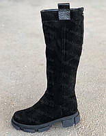 Сапоги женские зимние замшевые кожаные высокие черные бежевые 36-41р,черевики жіночі зимові шкіряні чорні