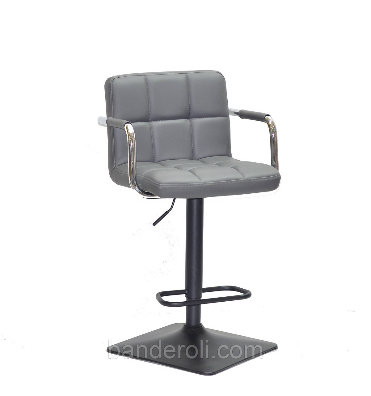 Барне крісло Arno Arm BAR 4-BK-Base сірий кожзам на чорній ніжці з підлокітниками, фото 1