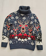 В'язаний светр з оленями на хлопчиків 6-7,8-9 років