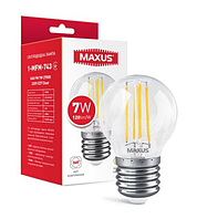 Лампа светодиодная филаментная MAXUS G45 FM 7W 2700K 220V E27 Clear