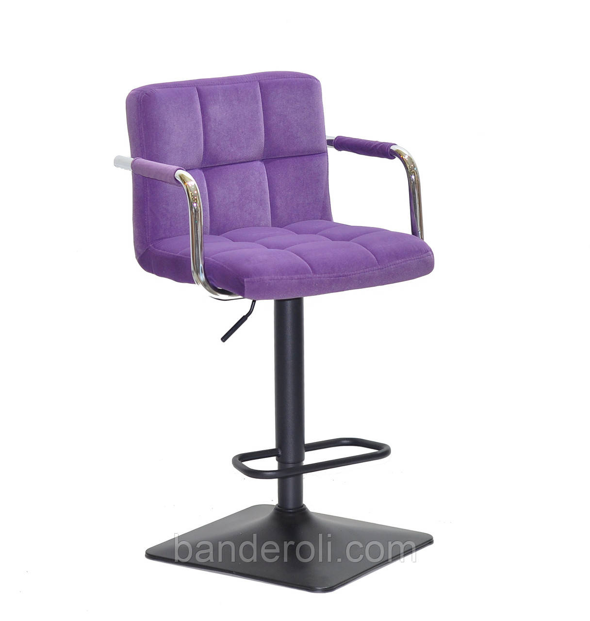 Барне крісло Arno Arm BAR 4-BK-Base пурпуровий оксамит на чорній ніжці з підлокітниками, фото 1