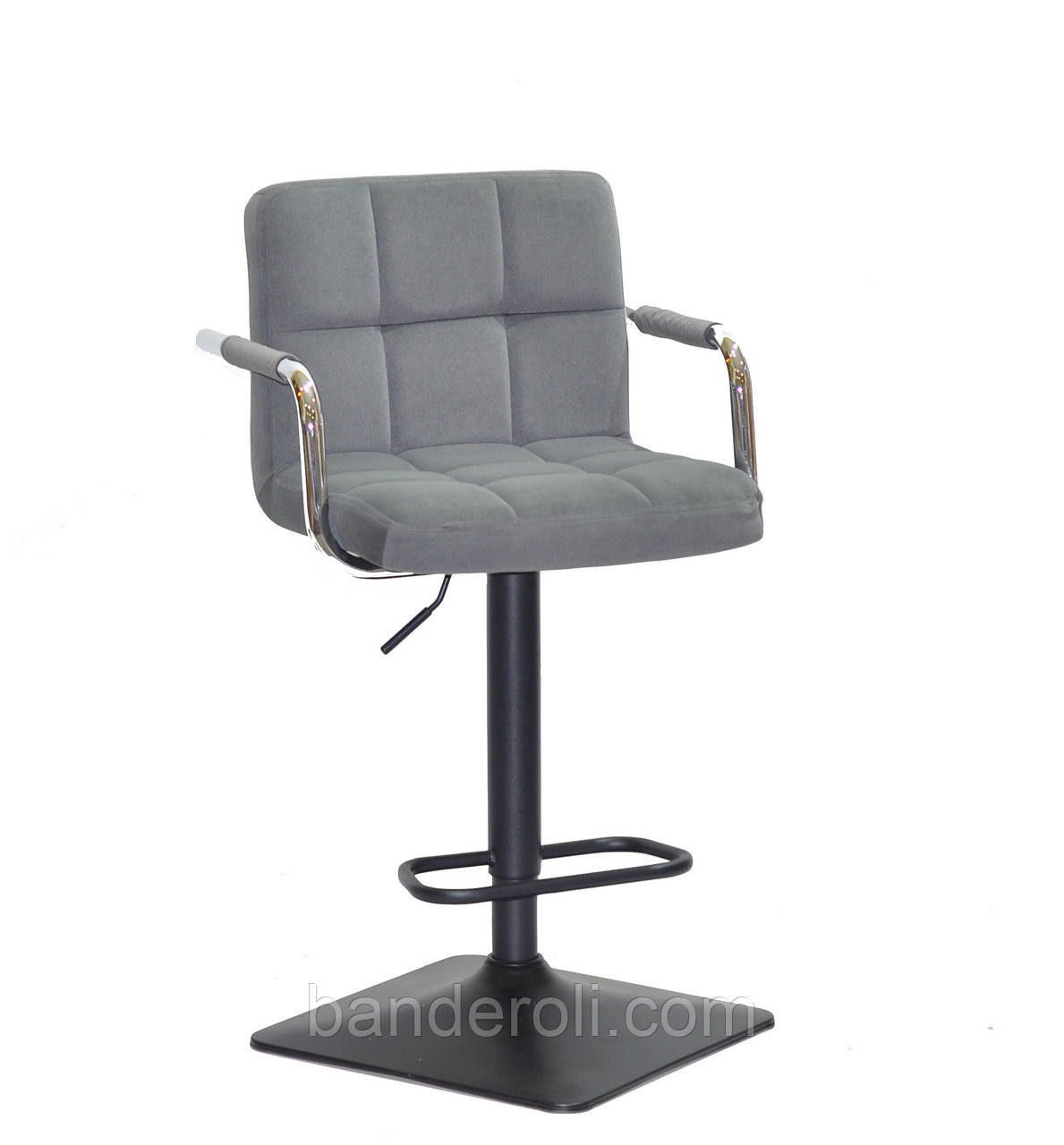 Барне крісло Arno Arm BAR 4-BK-Base сірий оксамит на чорній ніжці з підлокітниками, фото 1