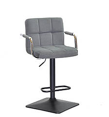 Барне крісло Arno Arm BAR 4-BK-Base сірий оксамит на чорній ніжці з підлокітниками