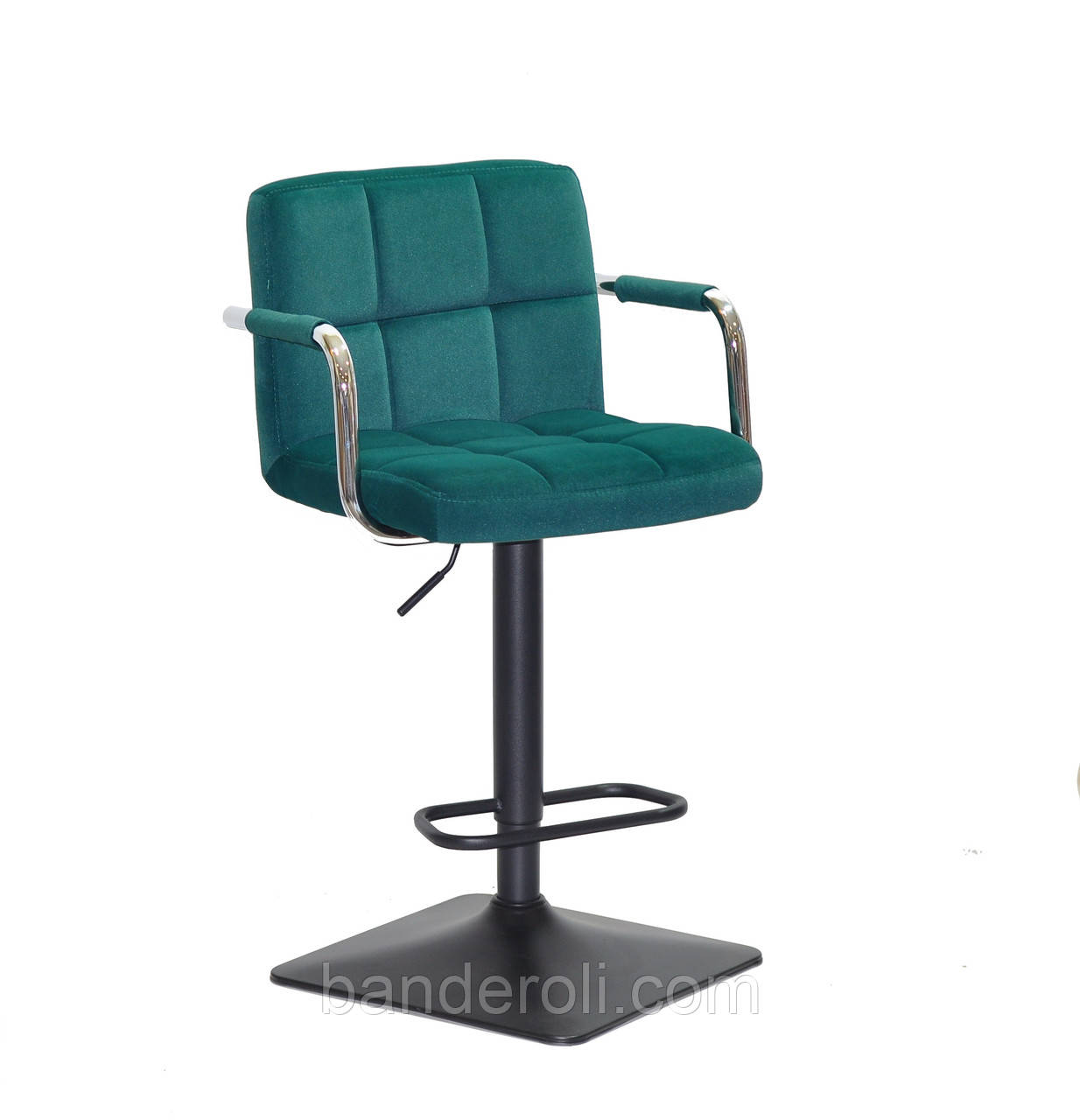 Барне крісло Arno Arm BAR 4-BK-Base зелений оксамит на чорній ніжці з підлокітниками, фото 1