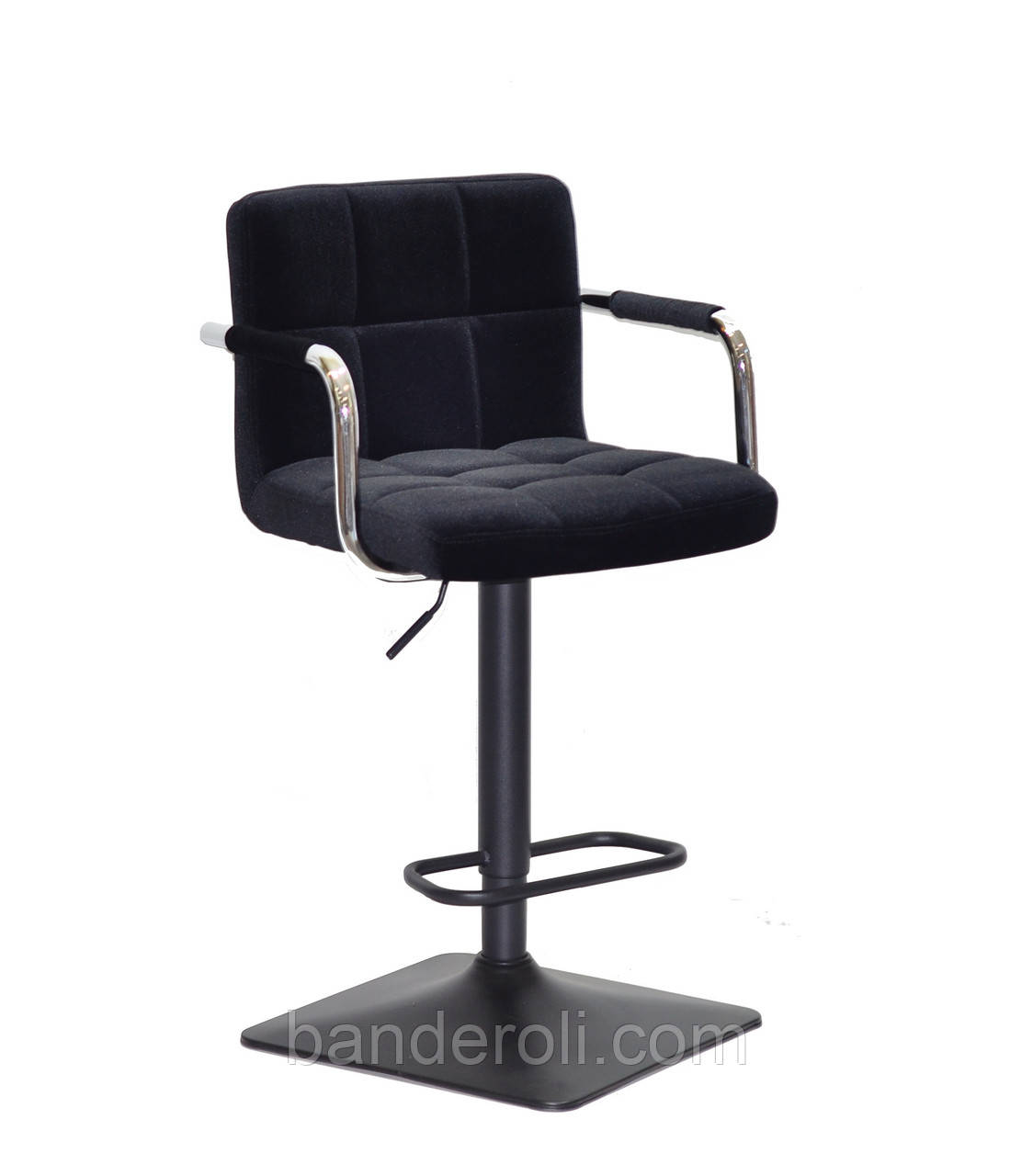 Барне крісло Arno Arm BAR 4-BK-Base чорний оксамит на чорній ніжці з підлокітниками, фото 1