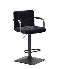 Барне крісло Arno Arm BAR 4-BK-Base чорний оксамит на чорній ніжці з підлокітниками