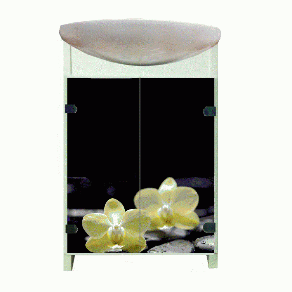 Тумба Mikola-M Eco Green light Орхідеї з умивальником CERSANIT Cersania 50см