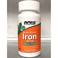 Залізо NOW Foods Iron 36 mg double strength 90 капсул Железобисглицинат