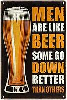 Металлическая табличка / постер "Мужчины Похожи На Пиво: Одни Упиваются Лучше, Чем Другие / Men Are Like Beer
