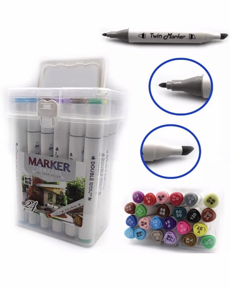 Скетч маркери SketchMarker M&S Twin двосторонні для паперу набір 24 шт. триранні 2588-24