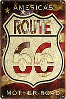 Металлическая табличка / постер "America's Route 66 Mother Road" 20x30см (ms-003118)