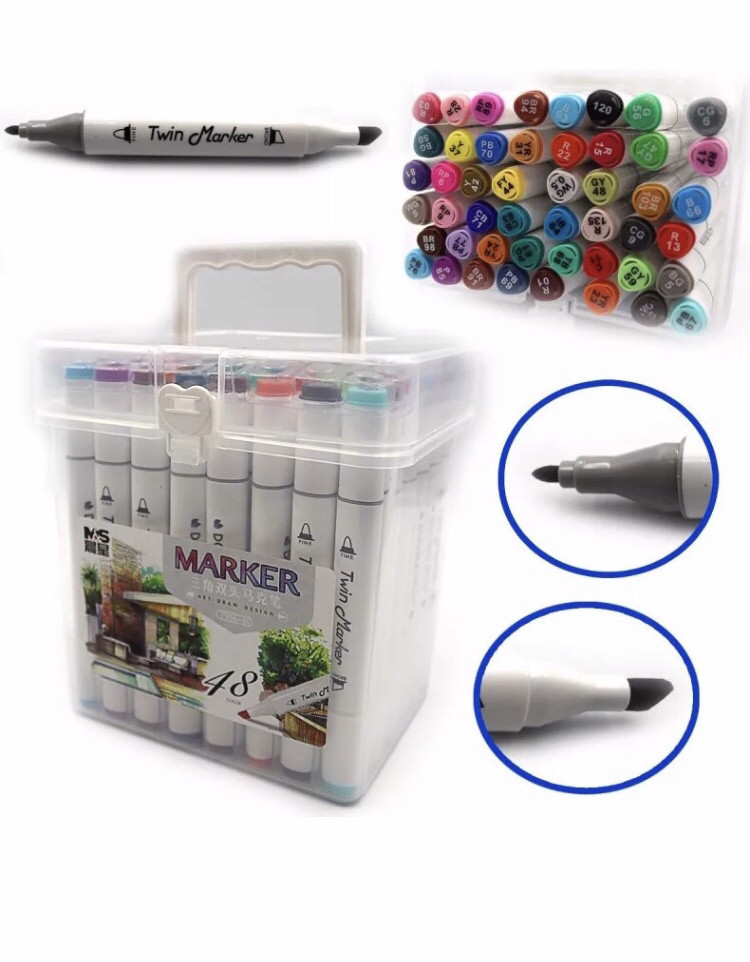 Скетч маркери SketchMarker M&S Twin двосторонні для паперу набір 48 шт. триранні 2588-48, фото 1