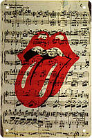 Металлическая табличка / постер "The Rolling Stones (Ноты)" 20x30см (ms-003151)