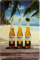 Металлическая табличка / постер "Пиво Corona (Greedy)" 20x30см (ms-003154)