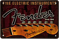 Металлическая табличка / постер "Fender (Fine Electric Instruments)" 30x20см (ms-003189)