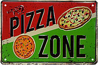 Металлическая табличка / постер "Пиццерия / Pizza Zone" 30x20см (ms-003207)