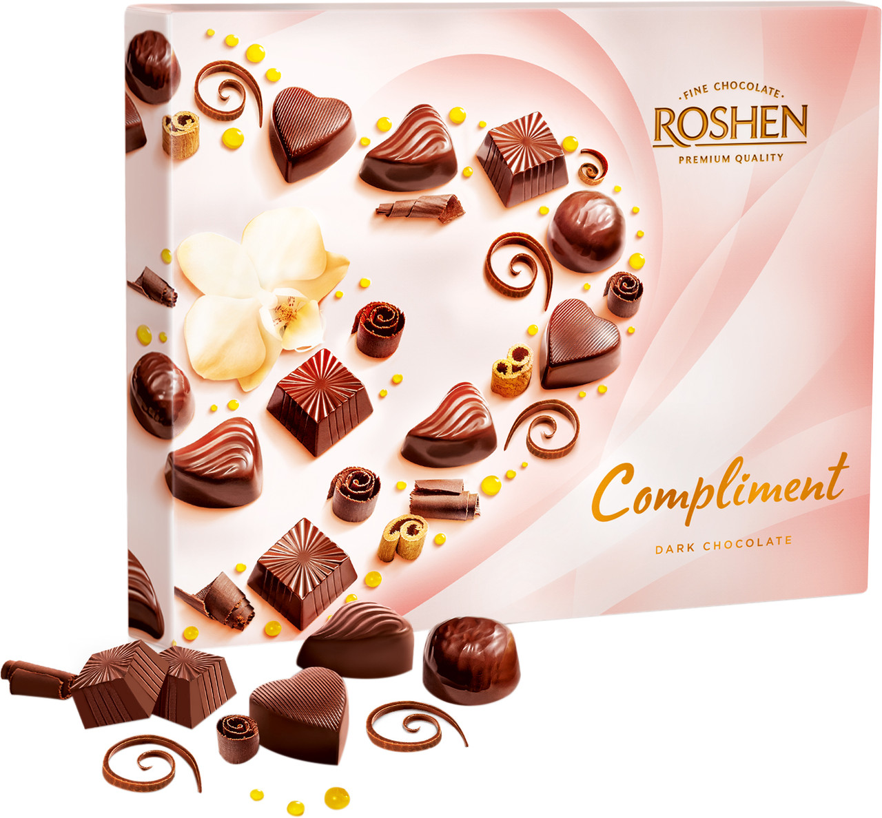 Конфеты Roshen Сompliment Dark chocolate 145 грамм - фото 2 - id-p1487795829