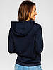 Худі Кофта з капюшоном темно-синя, Кенгуру жіноче трикотажне з кишенею, манжетами Літня, Зимова Толстовка, фото 2