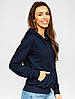 Худі Кофта з капюшоном темно-синя, Кенгуру жіноче трикотажне з кишенею, манжетами Літня, Зимова Толстовка, фото 3