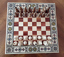 Шахи дерев'яні різьблені(набір 3 в 1 шахи, шашки, нарди)