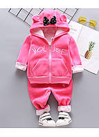 Детский утепленный костюм, спортивный костюм для девочки розовый, детский спортивный костюм 92