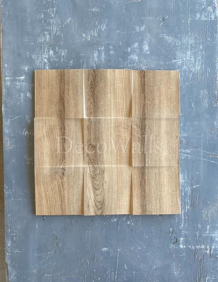 Гіпсові 3D-панель Квадрати з ламінованим покриттям під дерево DecoWallsTM, фото 1