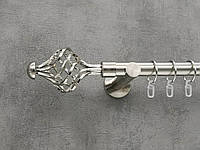 Карниз Quadrum Арезо 300 см одинарный Сталь универсальный 25 мм гладкая (кольца с крючками)