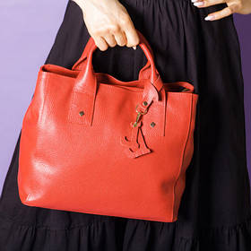 Шкіряна сумка тоут середнього розміру з 3 кишенями та 2 відділеннями