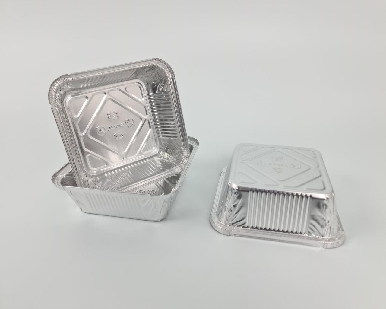 Форма Контейнер з харчової алюмінієвої фольги SP84L(850мл)(100 шт)(1 пач)Прямокутна Касалетка для запікання
