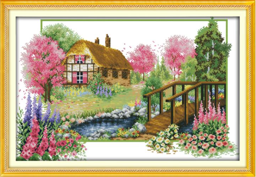 Набір для вишивання за нанесеною на канву схемою "Spring". AIDA 14CT printed 55*38 см