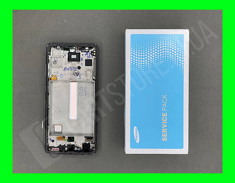 Дисплей Samsung A528 Black A52s 2021 (GH82-26861A) сервісний оригінал у складі з рамкою, фото 2