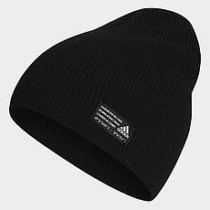 Шапка чоловіча трикотажна стильна з логотипом оригінальна adidas perfomance чорна, фото 3