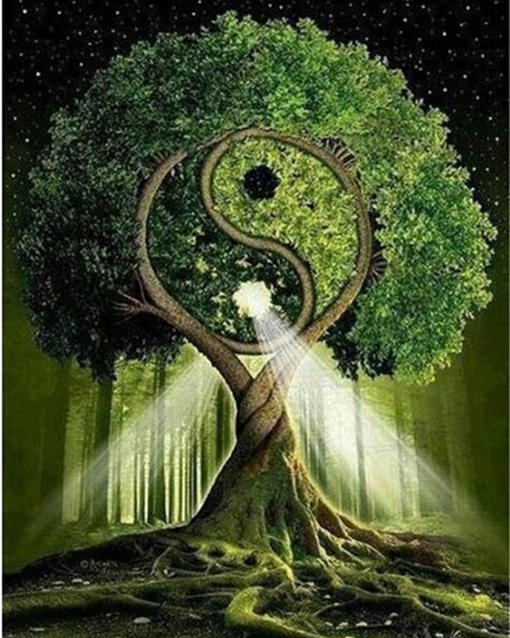 Алмазна мозаїка Дерево Інь-Янь My-Art TN1028 (40 x 50 см) на підрамнику, фото 1