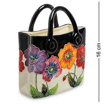 Порцелянова ваза-кашпо для квітів і декору Ваза-сумочка Pavone 16 см