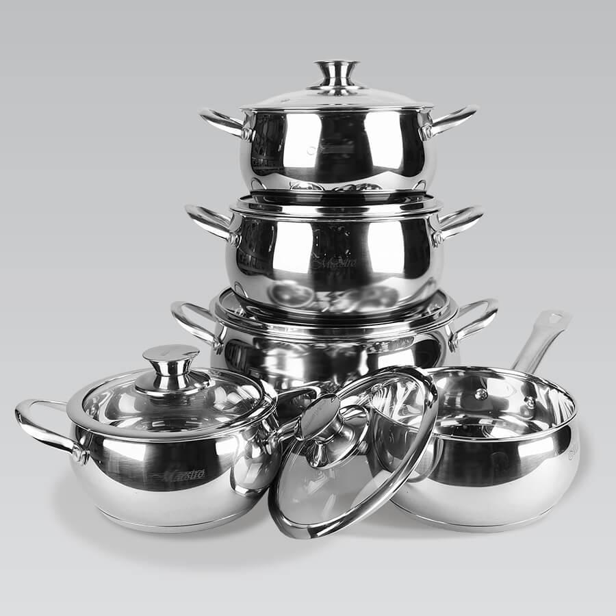 Набір кухонного посуду Maestro MR-3022-10, 10 предметів нержавіюча сталь, для індукції