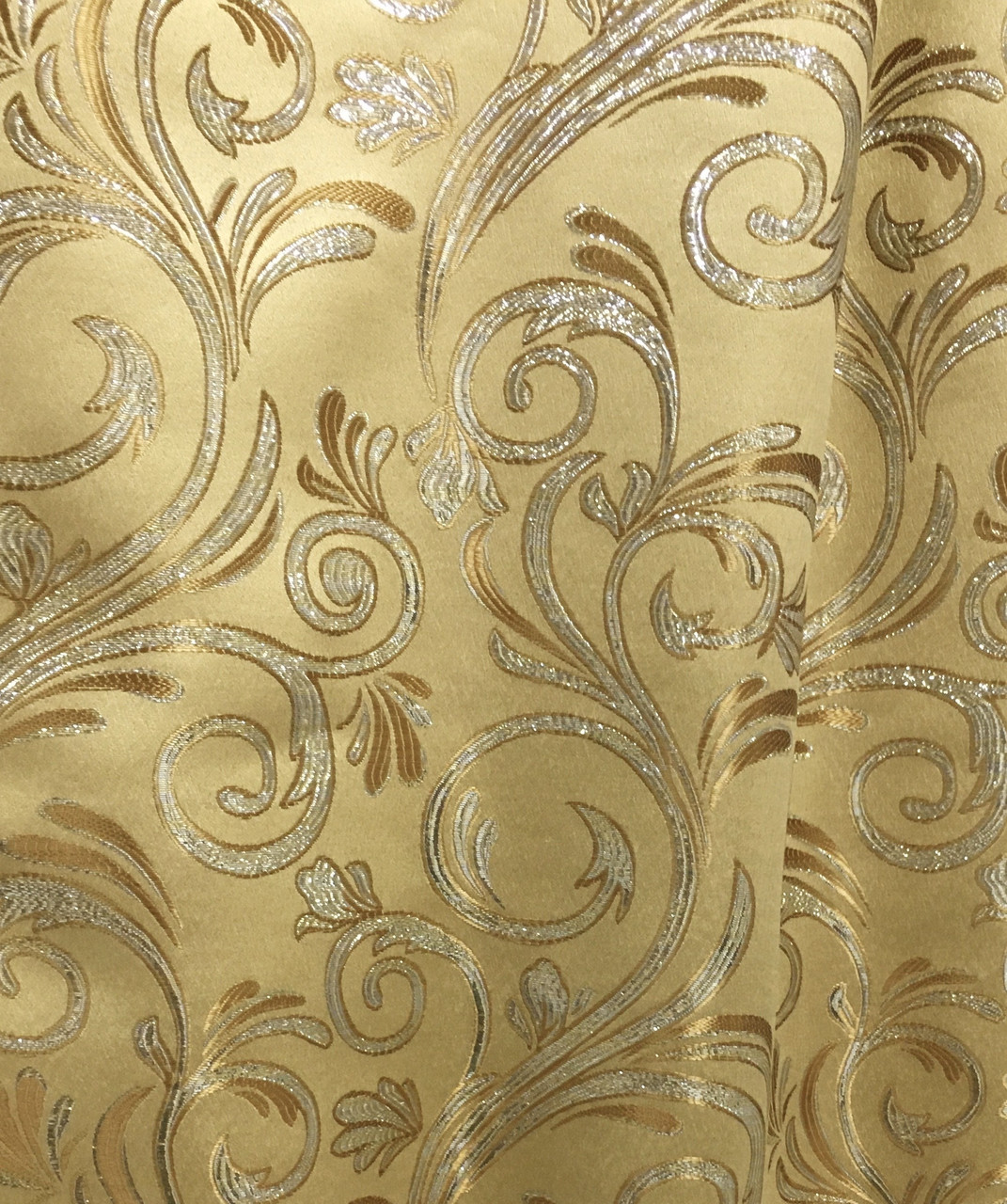 Портьерная ткань для штор Жаккард золотистого цвета с вензелями - фото 2 - id-p1206361929