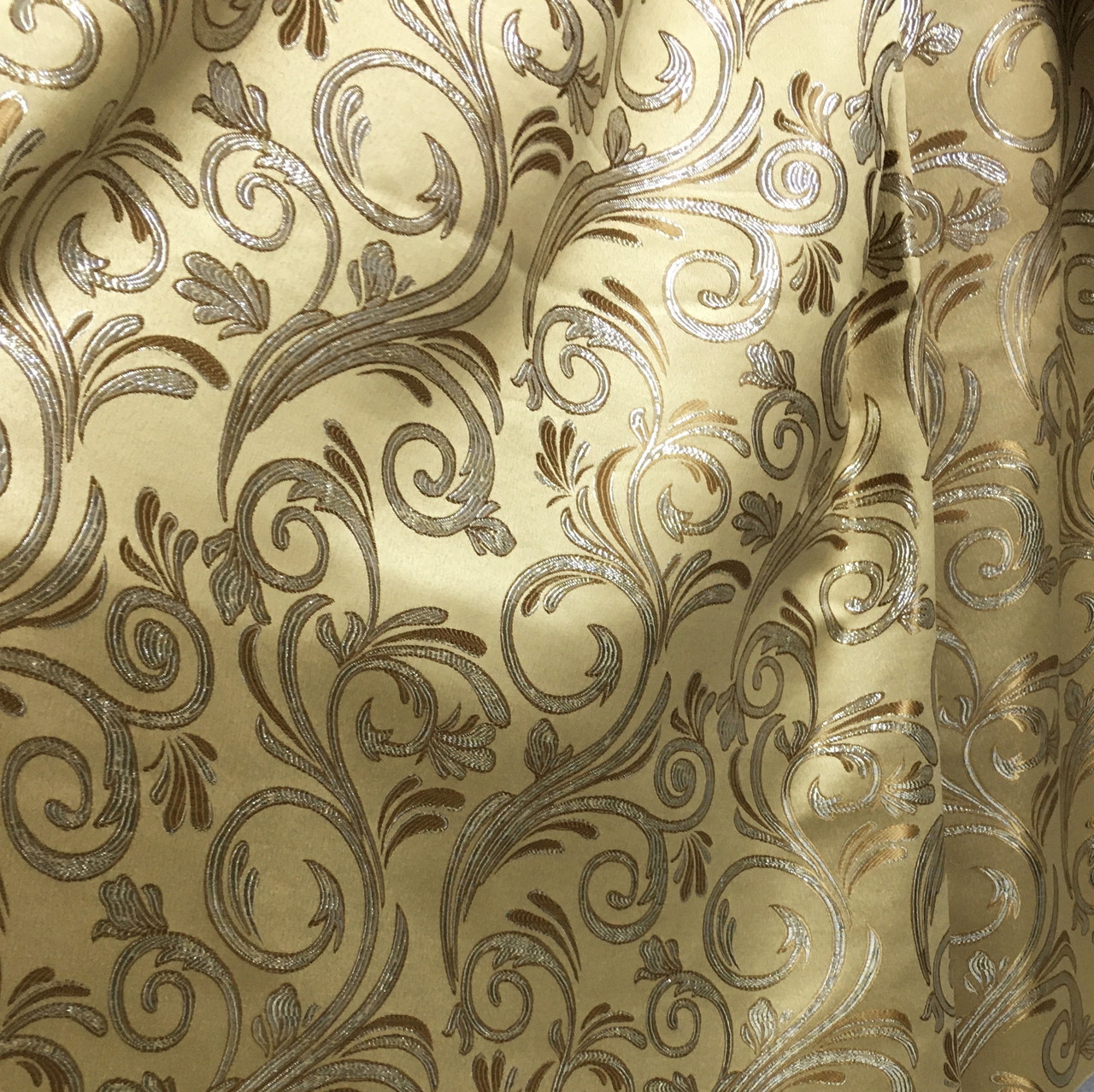 Портьерная ткань для штор Жаккард золотистого цвета с вензелями - фото 1 - id-p1206361929