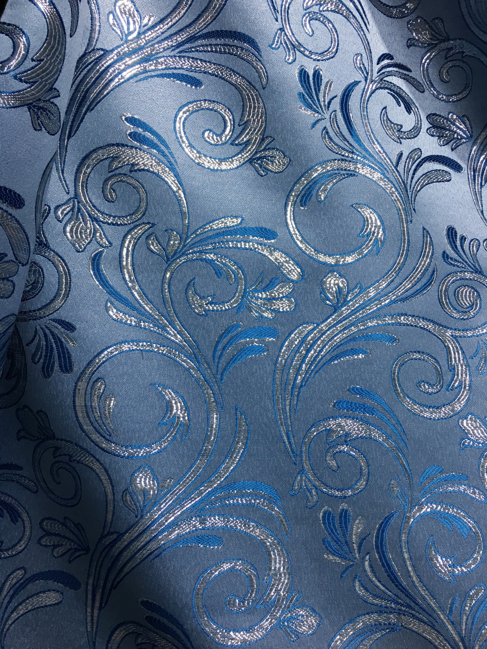 Портьерная ткань для штор Жаккард голубого цвета с вензелями - фото 2 - id-p1014142068