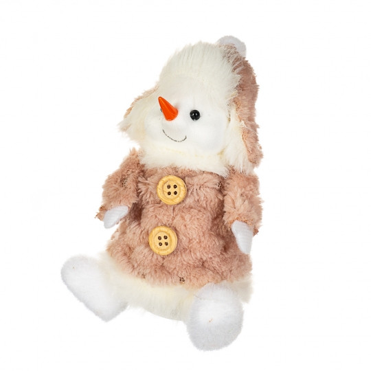 Іграшка новорічна. сніговик у капелюсі 13 см, фото 1