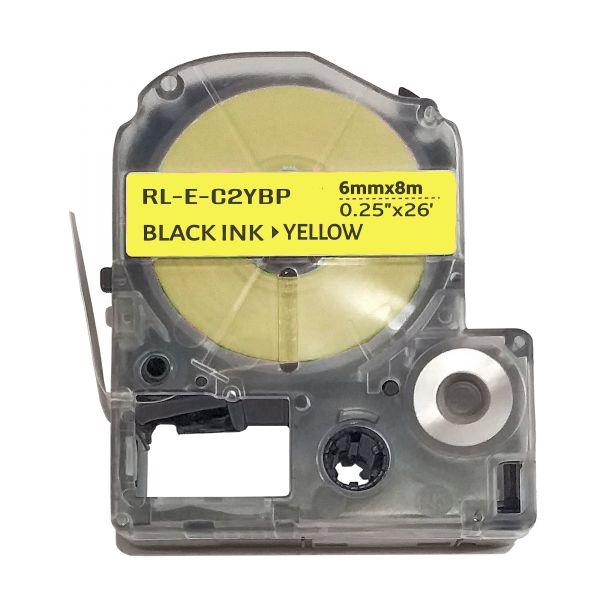 Жовта ламінована стрічка 6мм сумісно Epson LC-2YBP (LC2YBP) Ukrmark E-C2YBP чорним на жовтому