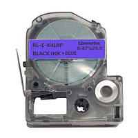 UKRMARK E-K4LBP, 12мм х 9м, черным на синем, совместима с Epson LK-4LBP, Универсальная лента для принтеров эти