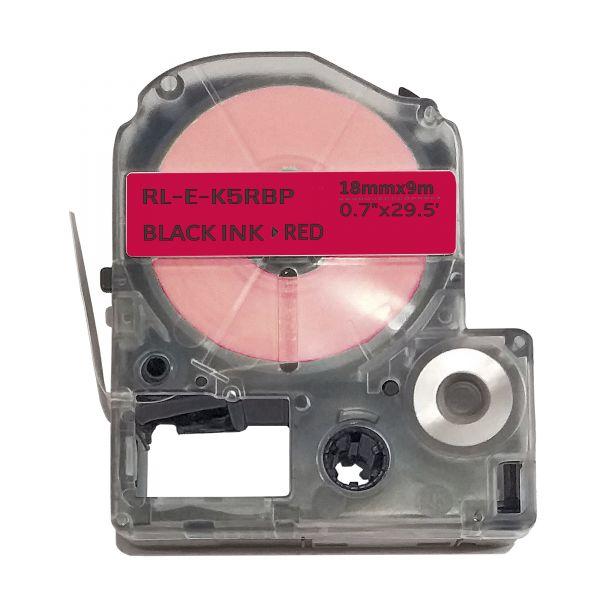 UKRMARK E-K5RBP, 18мм х 9м, чорним на червоному, сумісна з Epson LK-5RBP, Універсальна стрічка для принтерів етикеток (LK5RBP)
