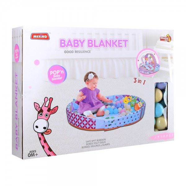 Килимок для немовляти 3 в 1, 88-65 см, дуга/бортик, підвіски 3 шт., кульки 023-50B