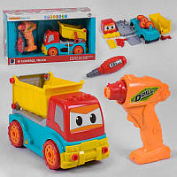 Машинка-конструктор вантажівка на радіокеруванні світло, звук, конструктор, шурупокрут, на батарейках, у коробці