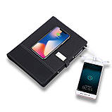 Подарунковий набір Блокнот з флешкою 16 Гб і бездротовою зарядкою Powerbank Чорний, фото 3