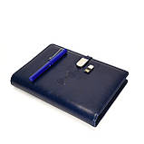Блокнот з бездротовою зарядкою і флешкою 16 Гб Powerbank з еко-шкіри Синій, фото 5