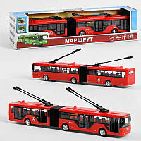 Тролейбус Червоний Play Smart інерція, на батарейках, підсвічування фар, російська озвучка, в коробці 40 х 8 х 10 см
